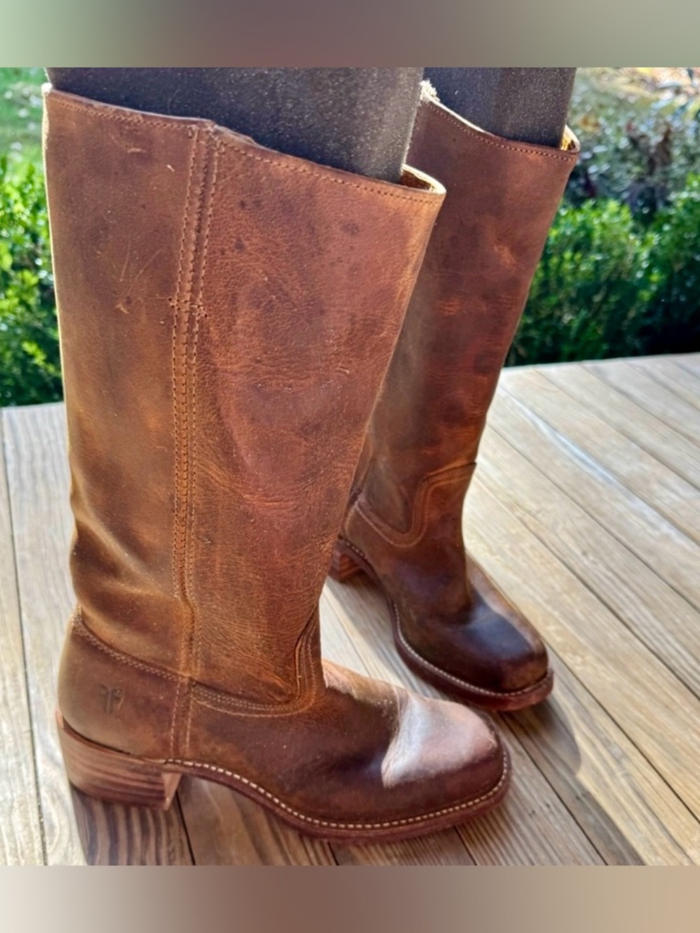 FRYE AND CO. Brown Leather Mid-Calf Heeled Boots